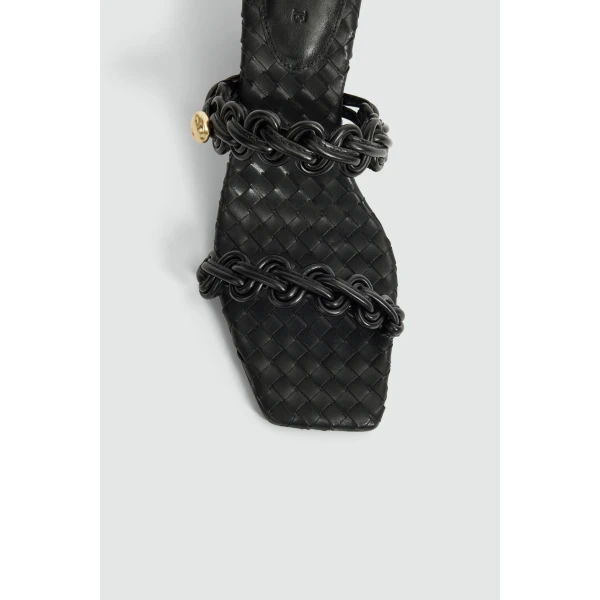 Aje Aestra Plaited Mid Heel in Black | Heels | Coveti