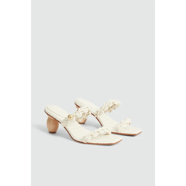 Aje Aestra Plaited Mid Heel in Ivory | Heels | Coveti