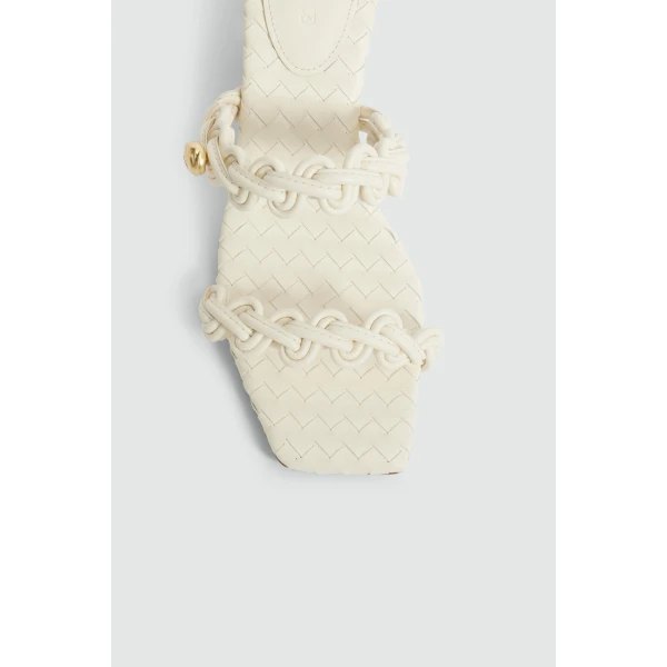 Aje Aestra Plaited Mid Heel in Ivory | Heels | Coveti