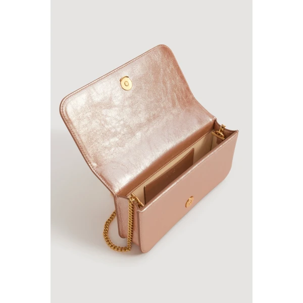 Aje Alessia Flower Clutch in Rose Gold Metallic | Clutch Bags | Coveti