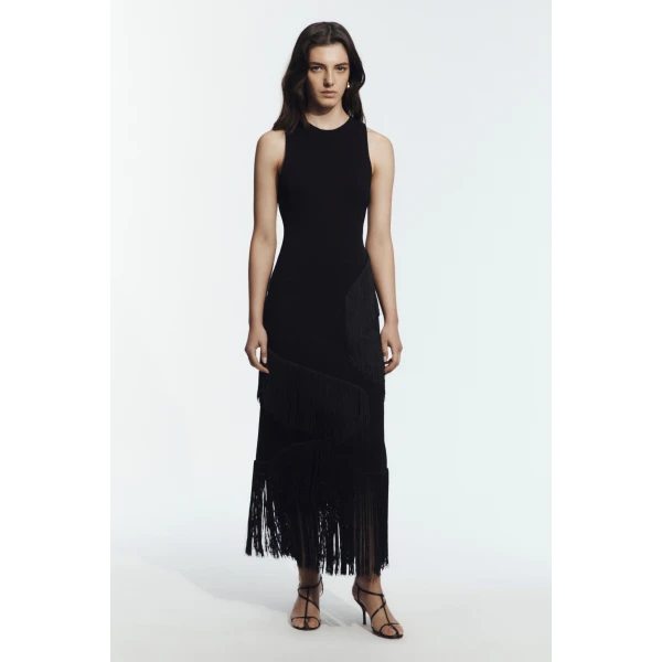 Aje Align Knit Maxi Dress in Black | Maxi Dresses | Coveti