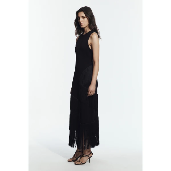 Aje Align Knit Maxi Dress in Black | Maxi Dresses | Coveti