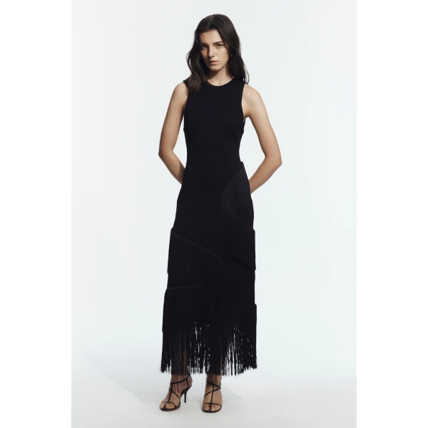 Aje Align Knit Maxi Dress in Black | Maxi Dresses | Coveti