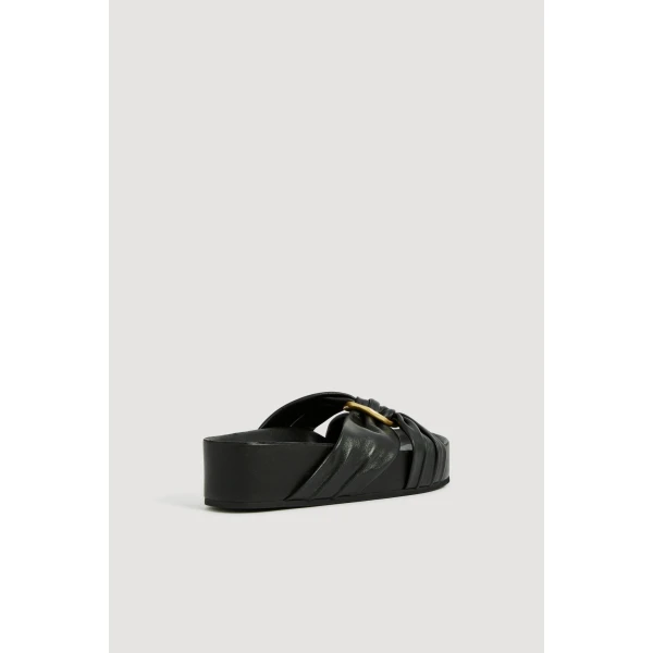 Aje Alina Stacked Slide in Black | Flip Flops & Slides | Coveti