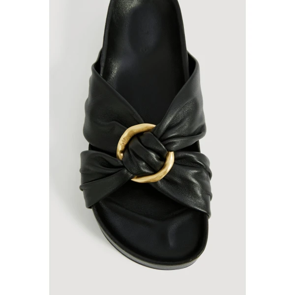 Aje Alina Stacked Slide in Black | Flip Flops & Slides | Coveti