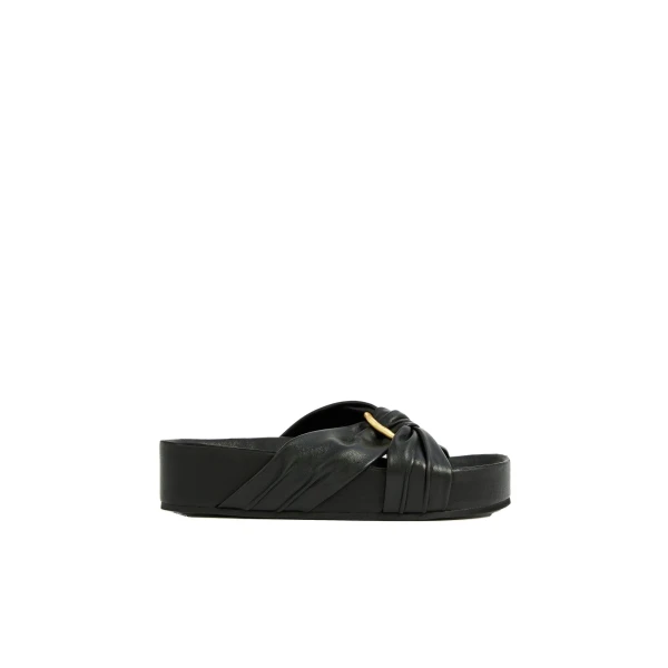 Aje Alina Stacked Slide in Black | Flip Flops & Slides | Coveti