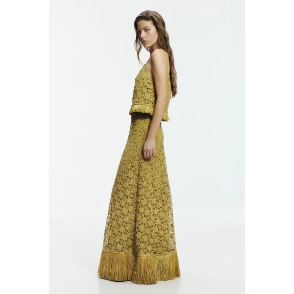 Aje Alora Lace Maxi Skirt in Avocado | Skirts | Coveti
