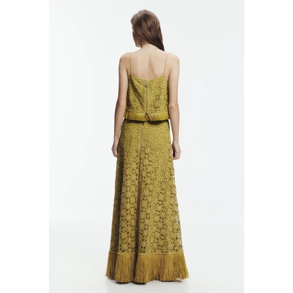 Aje Alora Lace Maxi Skirt in Avocado | Skirts | Coveti