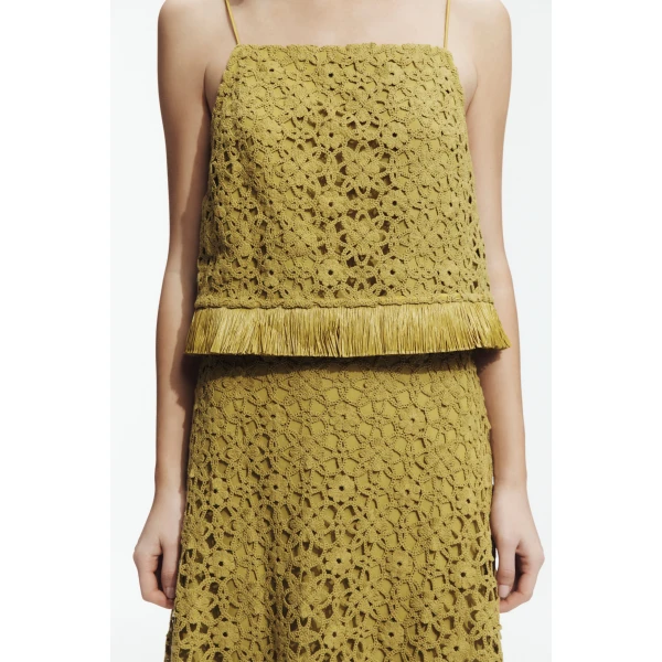 Aje Alora Lace Top in Avocado | Tops | Coveti
