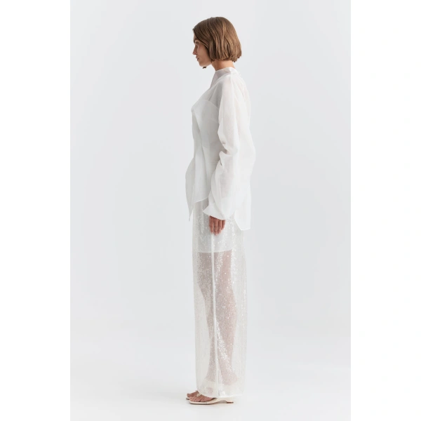 Aje Althira Sequin Midi Skirt in Ivory | Skirts | Coveti