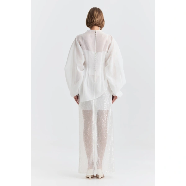 Aje Althira Sequin Midi Skirt in Ivory | Skirts | Coveti