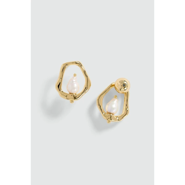 Aje Amina Pearl Stud in Gold/Pearl | Earrings | Coveti