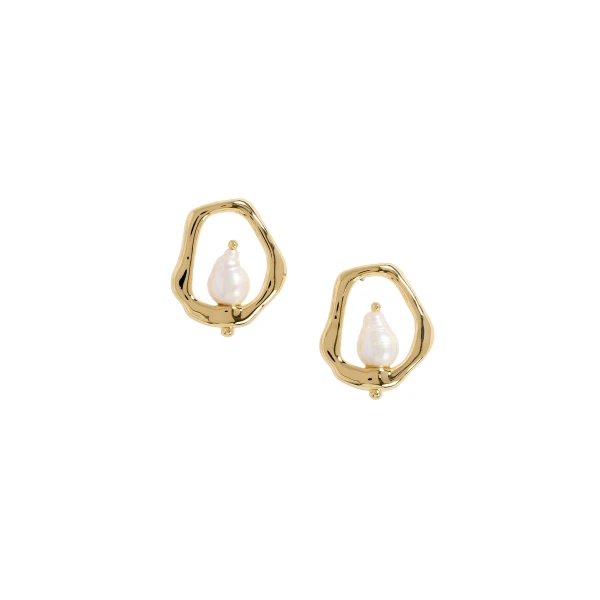 Aje Amina Pearl Stud in Gold/Pearl | Earrings | Coveti