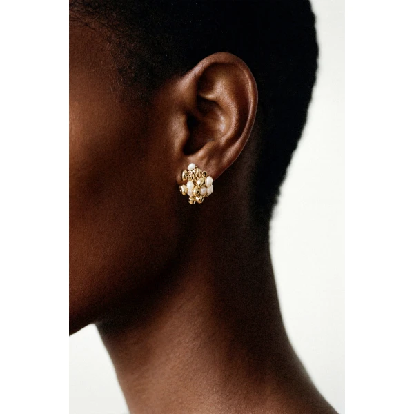 Aje Ana Small Cluster Stud in Gold/Pearl | Earrings | Coveti