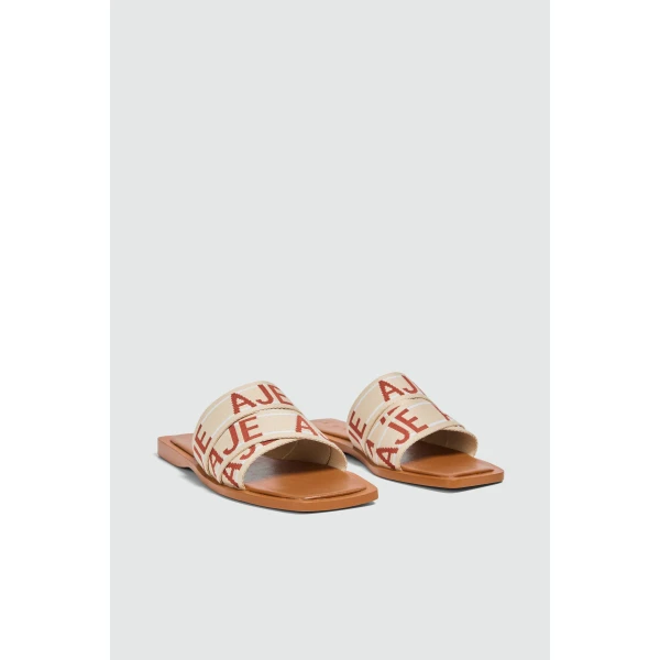 Aje Anais Slide in Chestnut/Natural | Flip Flops & Slides | Coveti
