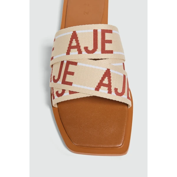 Aje Anais Slide in Chestnut/Natural | Flip Flops & Slides | Coveti