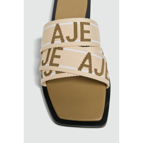 Aje Anais Slide in Olive/Natural | Flip Flops & Slides | Coveti