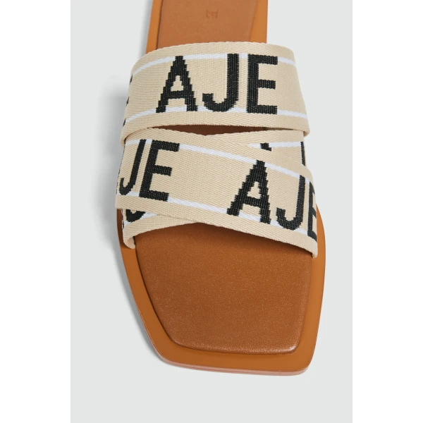 Aje Anais Slide in Tan/Natural | Flip Flops & Slides | Coveti