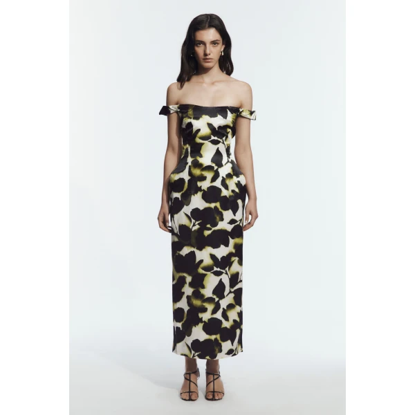 Aje Aphrodite Midi Dress in Ink Folia | Midi Dresses | Coveti