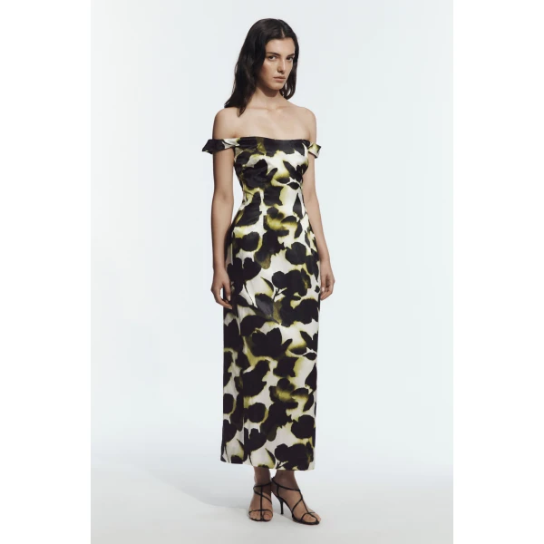 Aje Aphrodite Midi Dress in Ink Folia | Midi Dresses | Coveti