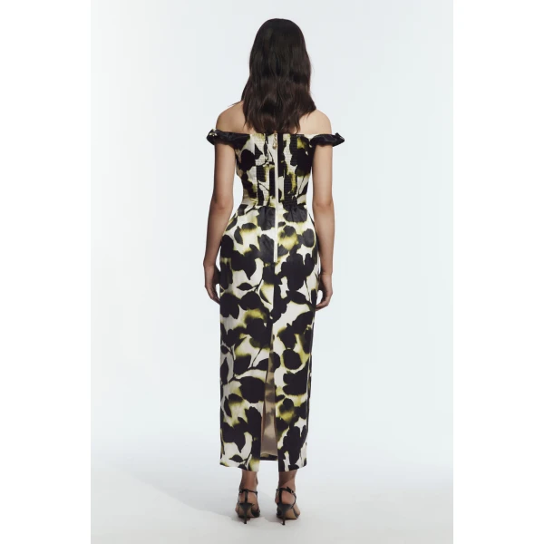 Aje Aphrodite Midi Dress in Ink Folia | Midi Dresses | Coveti