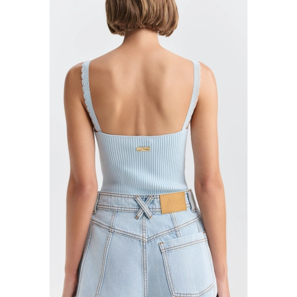 Aje April Lace Knit Tank in Arctic Blue | Knitwear | Coveti