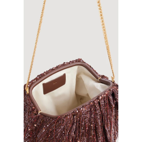 Aje Arden Embellished Clutch in Mahogany | Clutch Bags | Coveti