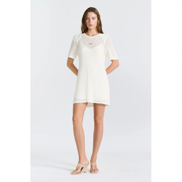Aje Asher Knit Mini Dress in Ivory | Mini Dresses | Coveti