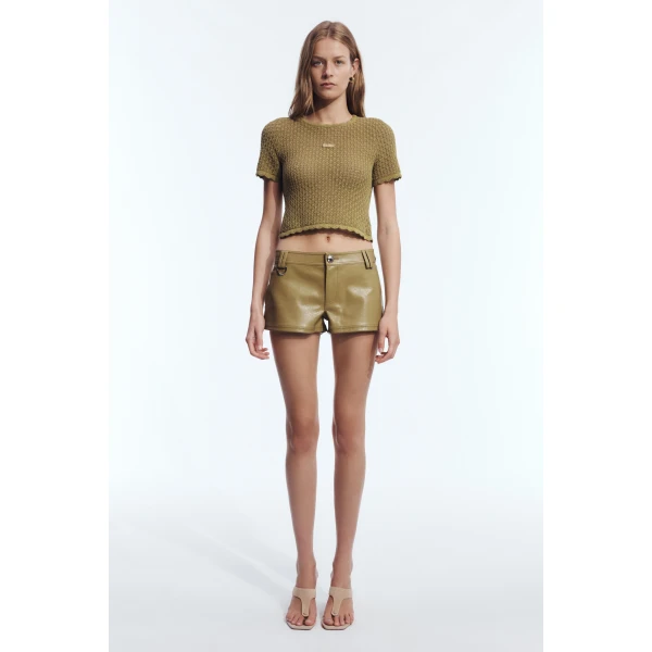 Aje Asher Knit Tee in Avocado | Knitwear | Coveti