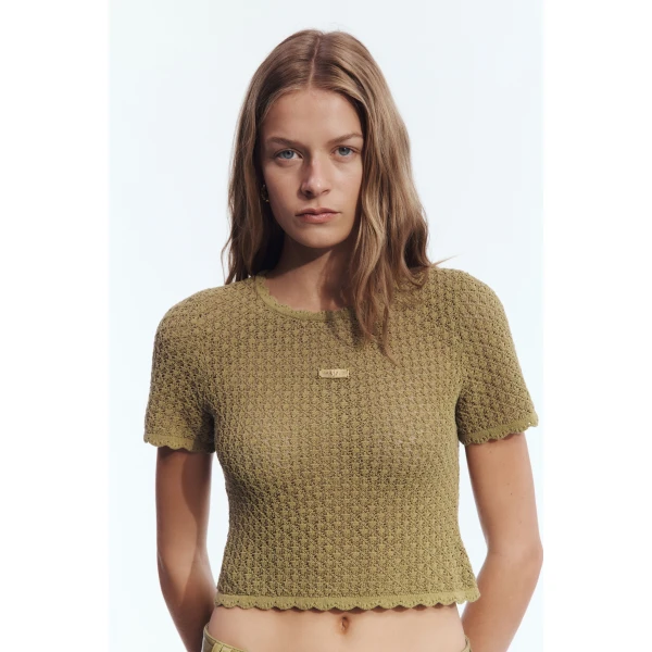 Aje Asher Knit Tee in Avocado | Knitwear | Coveti