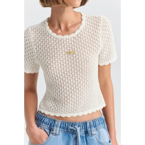 Aje Asher Knit Tee in Ivory | Knitwear | Coveti