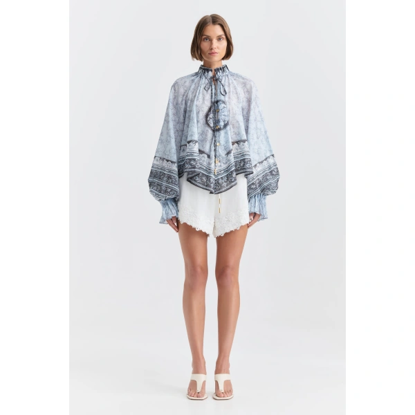 Aje Auralis Blouse in Blue Heirloom | Blouse | Coveti