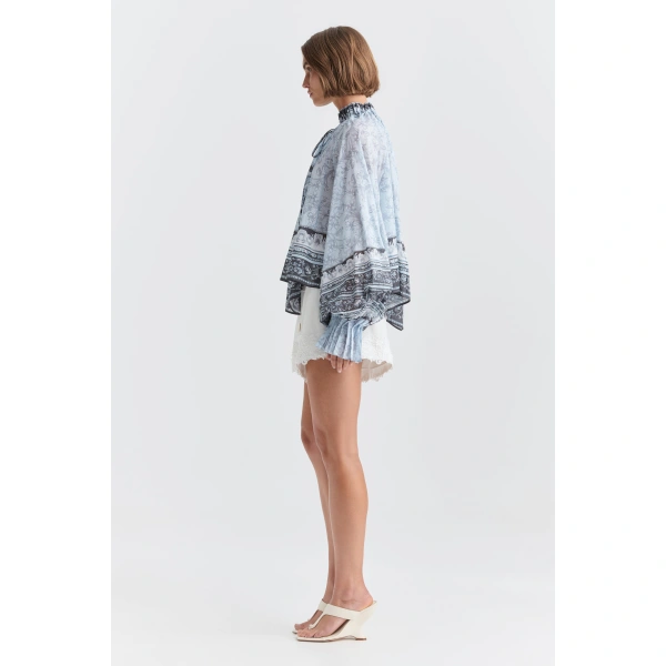 Aje Auralis Blouse in Blue Heirloom | Blouse | Coveti