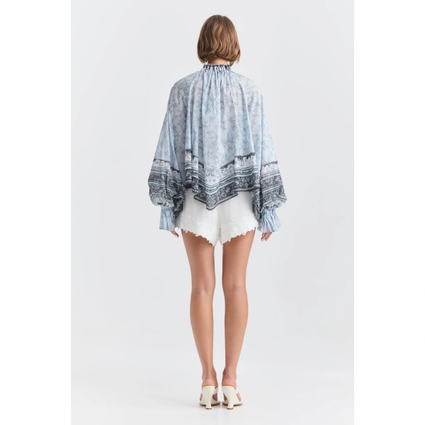 Aje Auralis Blouse in Blue Heirloom | Blouse | Coveti