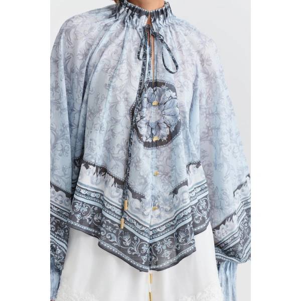 Aje Auralis Blouse in Blue Heirloom | Blouse | Coveti