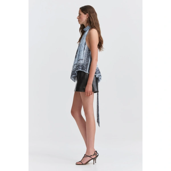 Aje Auralis Scarf Top in Blue Heirloom | Tops | Coveti