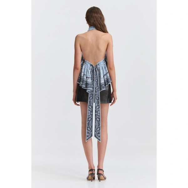Aje Auralis Scarf Top in Blue Heirloom | Tops | Coveti