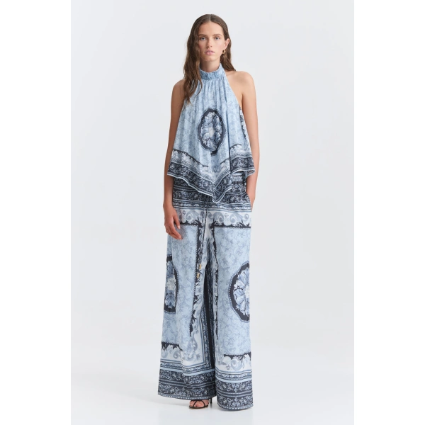 Aje Auralis Scarf Top in Blue Heirloom | Tops | Coveti