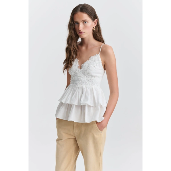 Aje Avena Lace Cami in Ivory | Tops | Coveti