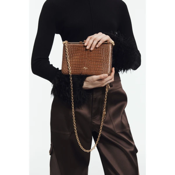 Aje Aviel Evening Bag in Amber Croc | Shoulder & Crossbody Bags | Coveti
