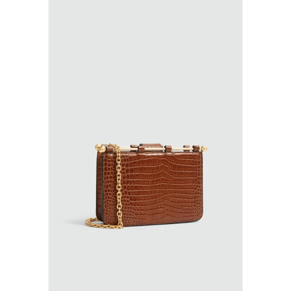 Aje Aviel Evening Bag in Amber Croc | Shoulder & Crossbody Bags | Coveti