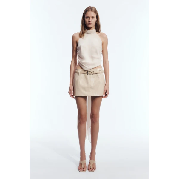 Aje Beria Mini Skirt in Light Sand | Skirts | Coveti