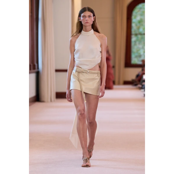 Aje Beria Mini Skirt in Light Sand | Skirts | Coveti
