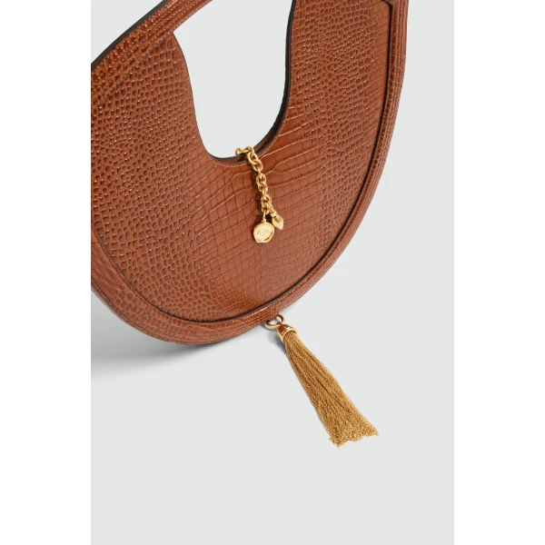 Aje Bijou Croc Emboss Bag in Amber Croc | Shoulder & Crossbody Bags | Coveti