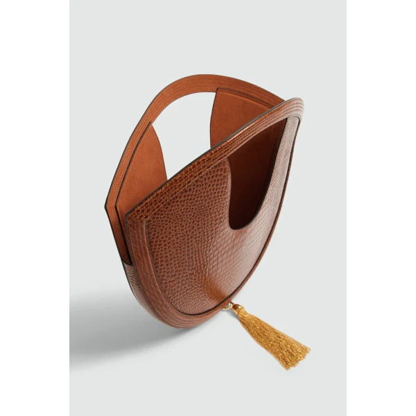 Aje Bijou Croc Emboss Bag in Amber Croc | Shoulder & Crossbody Bags | Coveti