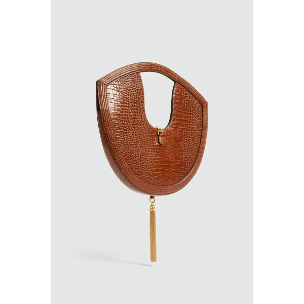 Aje Bijou Croc Emboss Bag in Amber Croc | Shoulder & Crossbody Bags | Coveti