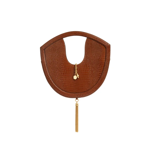 Aje Bijou Croc Emboss Bag in Amber Croc | Shoulder & Crossbody Bags | Coveti