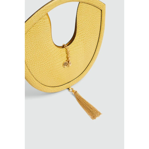 Aje Bijou Croc Emboss Bag in Golden Ochre Croc | Shoulder & Crossbody Bags | Coveti