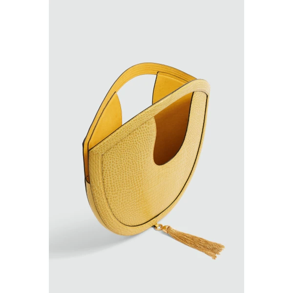 Aje Bijou Croc Emboss Bag in Golden Ochre Croc | Shoulder & Crossbody Bags | Coveti