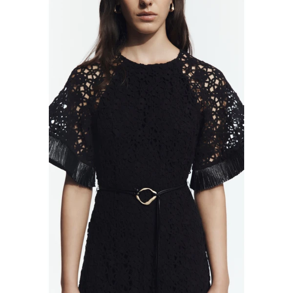 Aje Boheme Lace Midi Dress in Black | Midi Dresses | Coveti